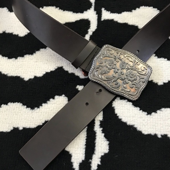 Vintage Leather Belt Antique Floral Desi